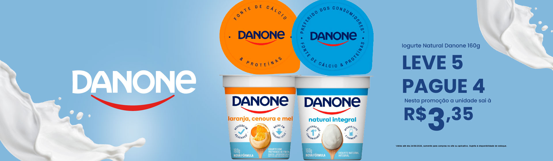 Iogurte Danone de 19 a 24/06